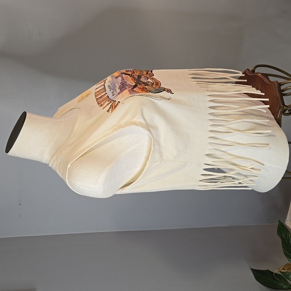 Recycled Threads Nashville Music Festival Sleeveless Fringe Crop Top - Size L - Picture 2 of 14